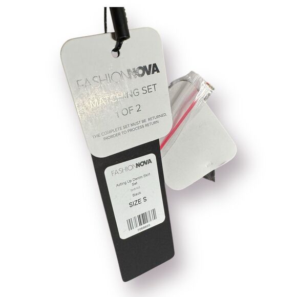 Fashion Nova Acting Up Denim Skirt Set Black/Grey‎ Size Small New - Picture 4 of 10